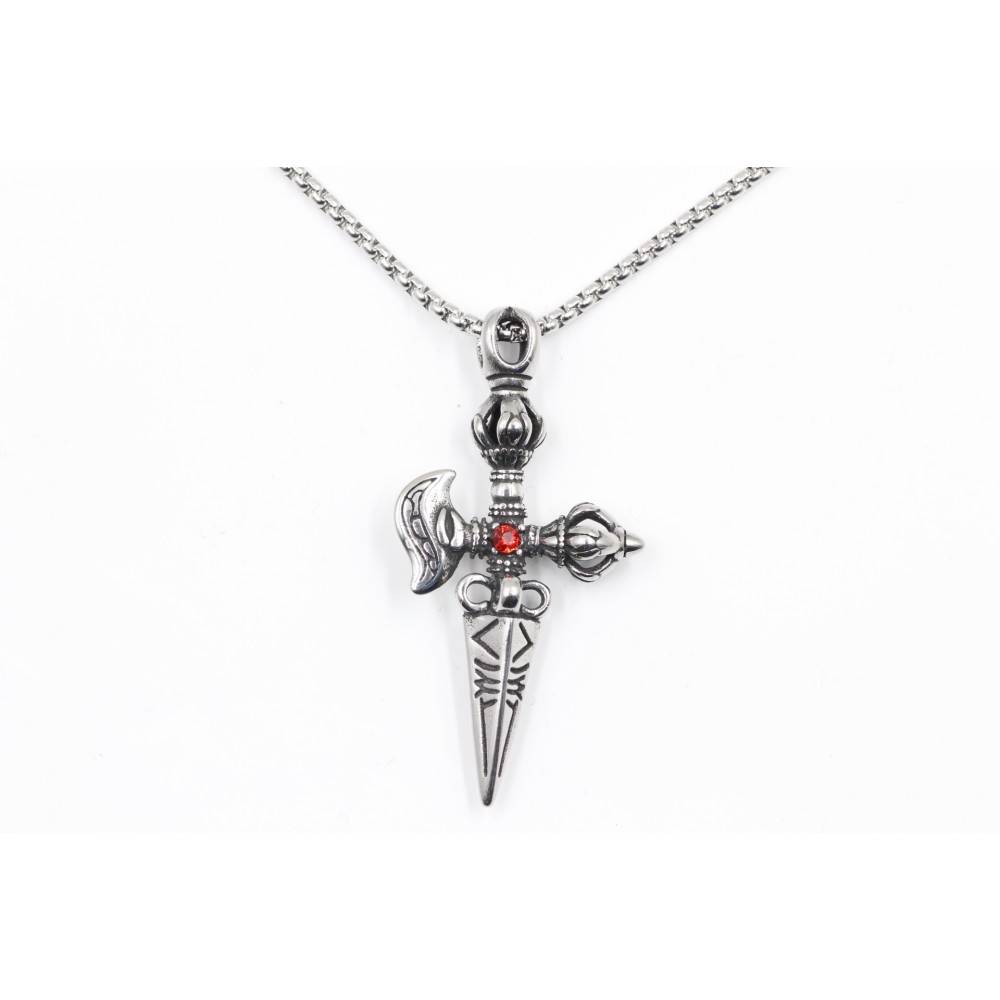 Necklace in the shape of Sword with Red Gem - X-152
